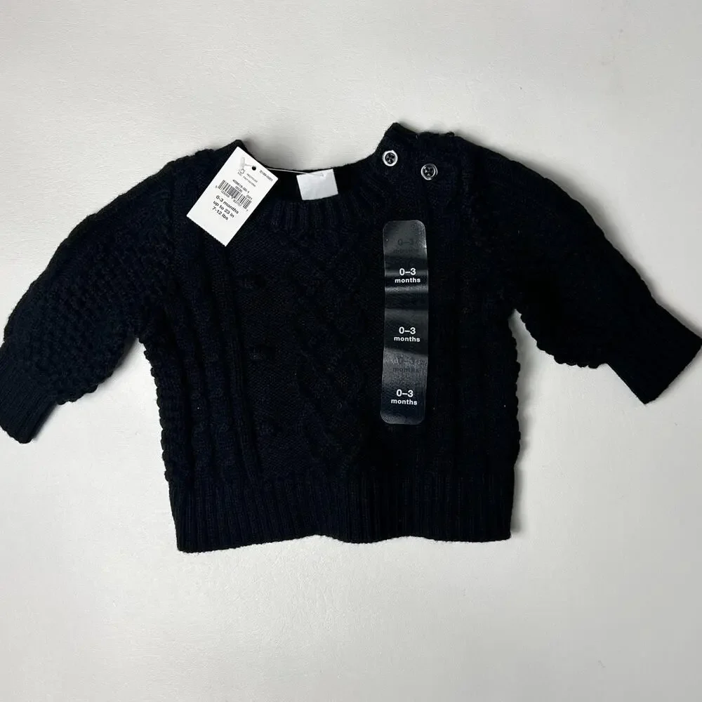 Baby Gap  Black Knitted Long Sleeve Sweater Sz 0-3M